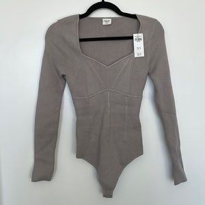 Corset Sweetheart Sweater Bodysuit abercrombie & fitch in Light Grey